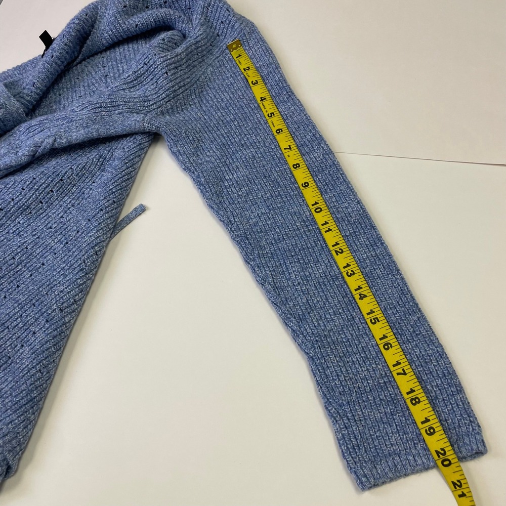 Talbots Blue Heather Pointelle Lace Up Side Pullover Sweater XL Cotton Blend - Picture 14 of 15